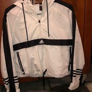 3/4 zip cropped adidas sweatshirt